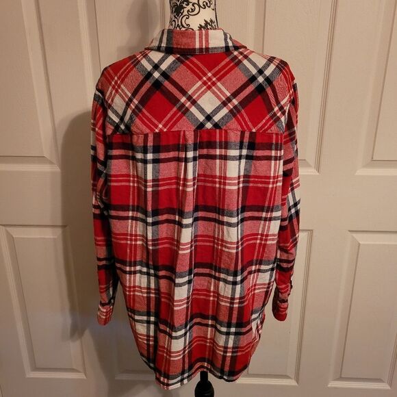 Gap red plaid women's long sleeve button up shirt - Picture 3 of 6